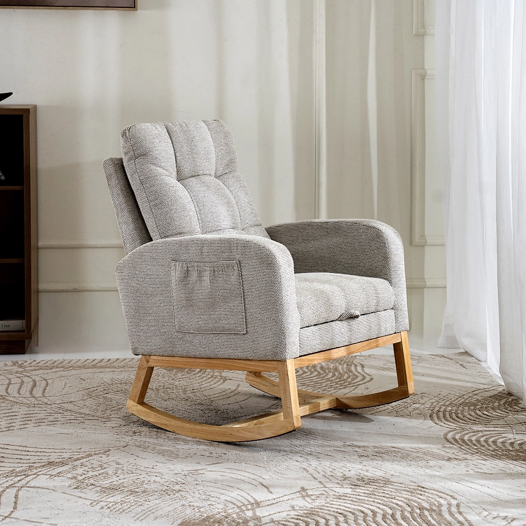 Kamari Rocking Chair With Leg Rest -Beige thumbnail 3