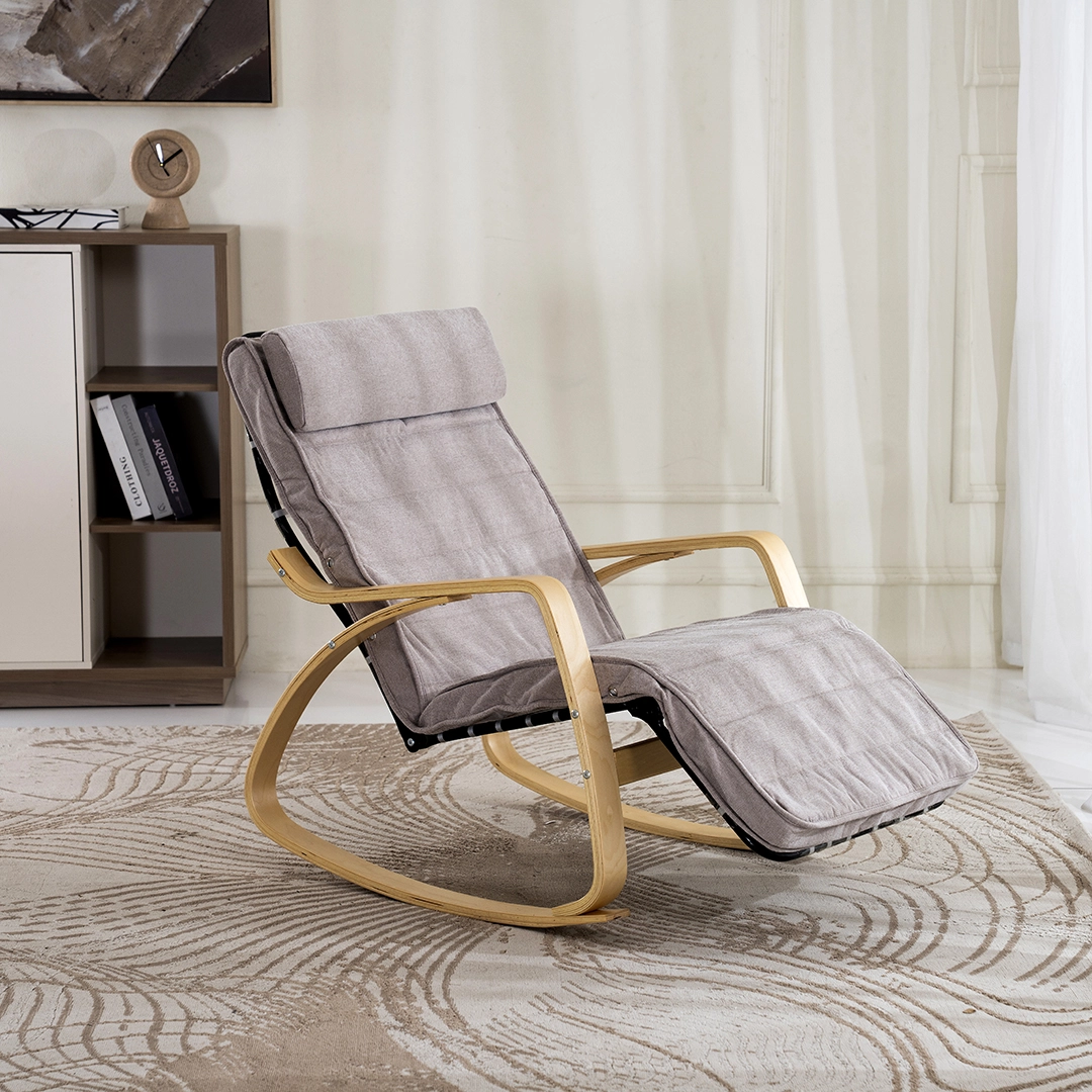 Kangbo Rocking Chair with Leg Rest -Light Brown