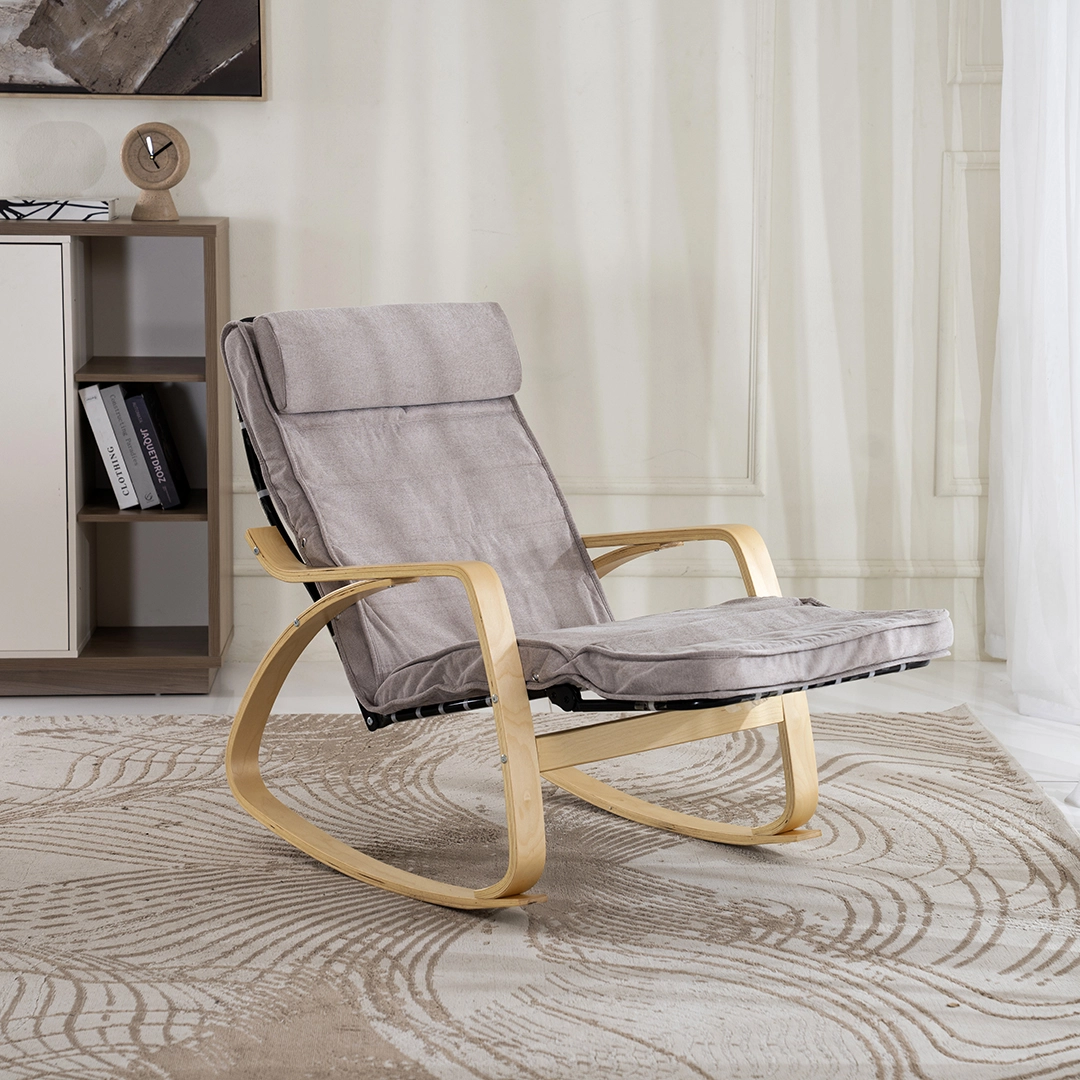 Kangbo Rocking Chair with Leg Rest -Light Brown thumbnail 2