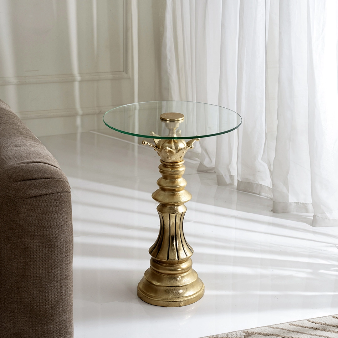 King Accent Table With Glass Top