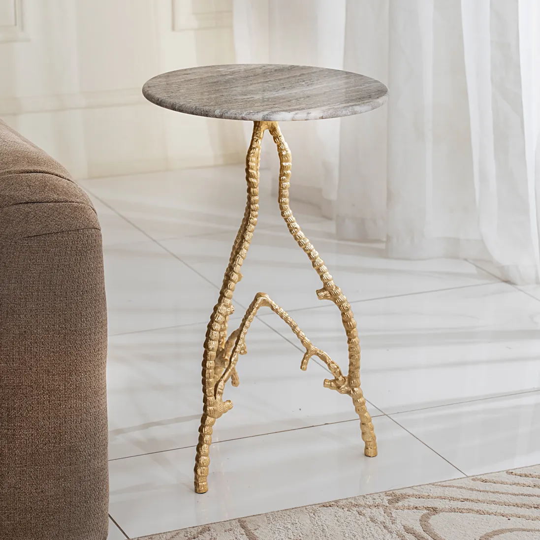 Luis Accent Table With Marble Top thumbnail 2