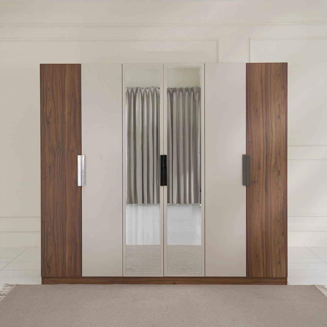 Ocean 6 Door Wardrobe – Walnut & Grey thumbnail 3