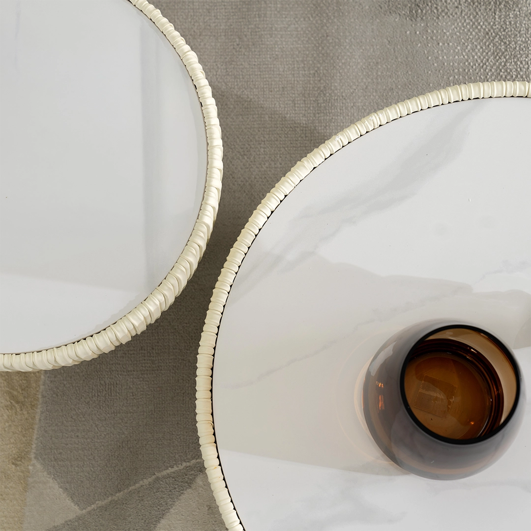 Pearl Coffee Table Set Of 2 -White Grey & Gold thumbnail 5