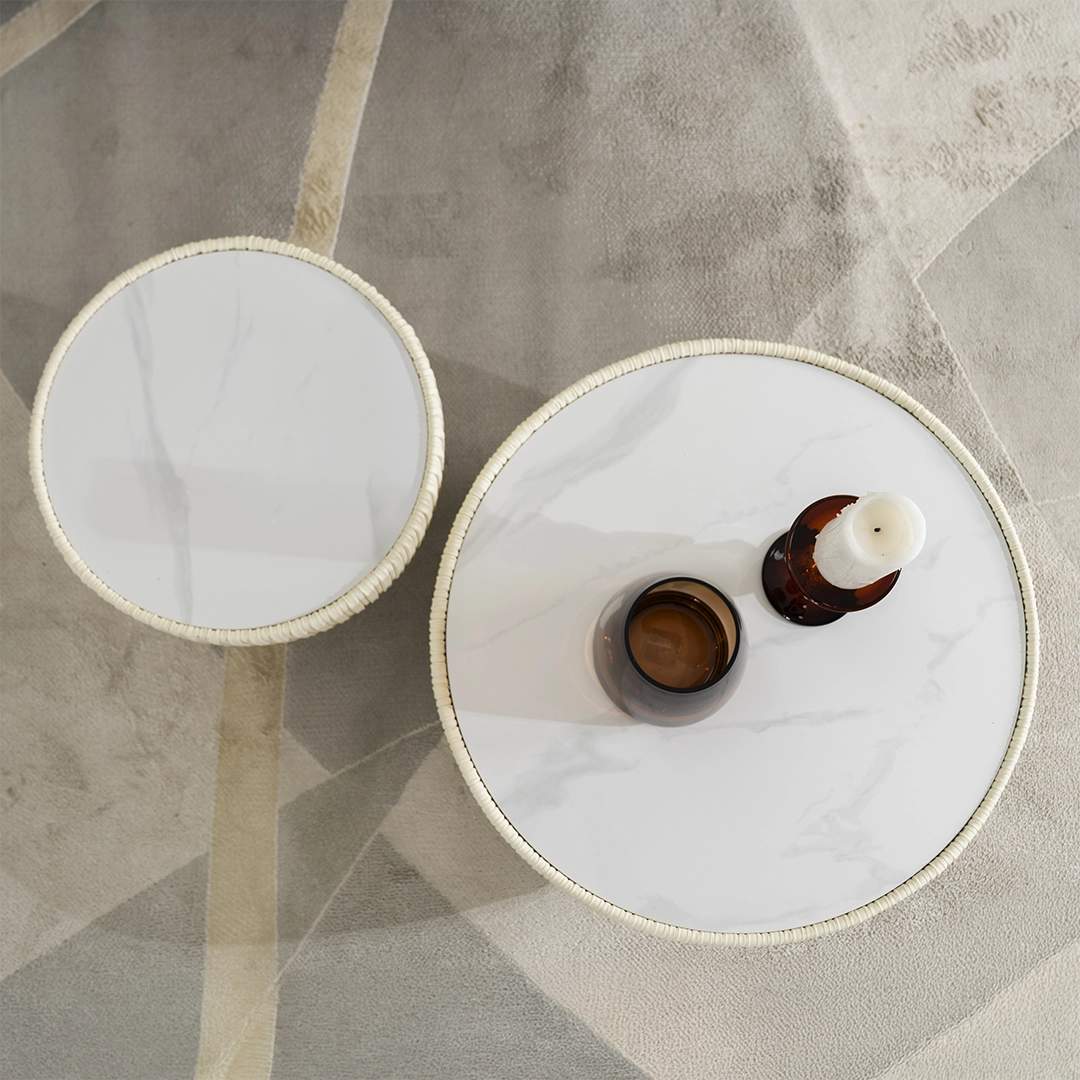 Pearl Coffee Table Set Of 2 -White Grey & Gold thumbnail 6