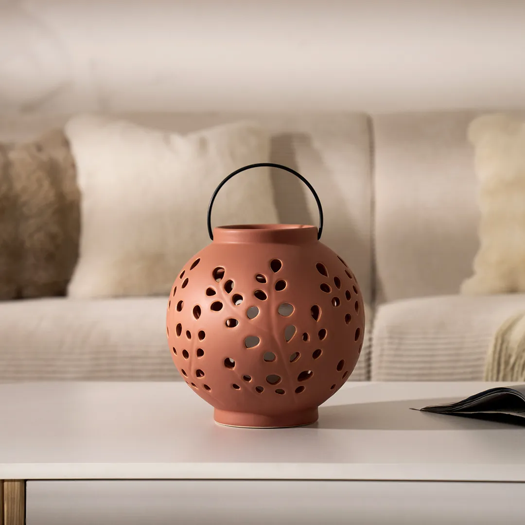 Quinn ceramic lantern Terracota -22.5×22.5x22cm thumbnail 2