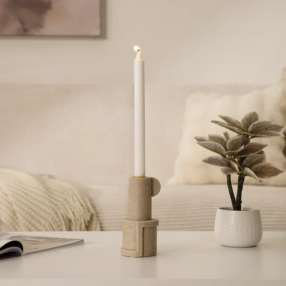 Rabaque Travertine Candle Holder 8x8x15cm thumbnail 2