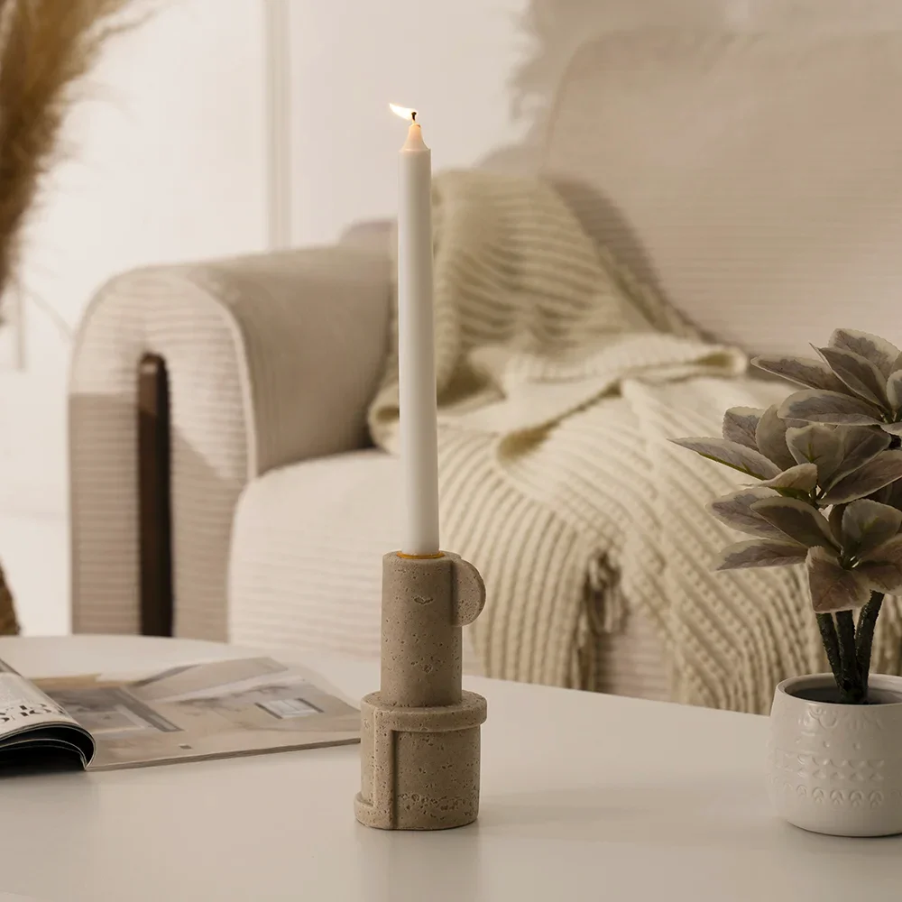 Rabaque Travertine Candle Holder 8x8x15cm thumbnail 3