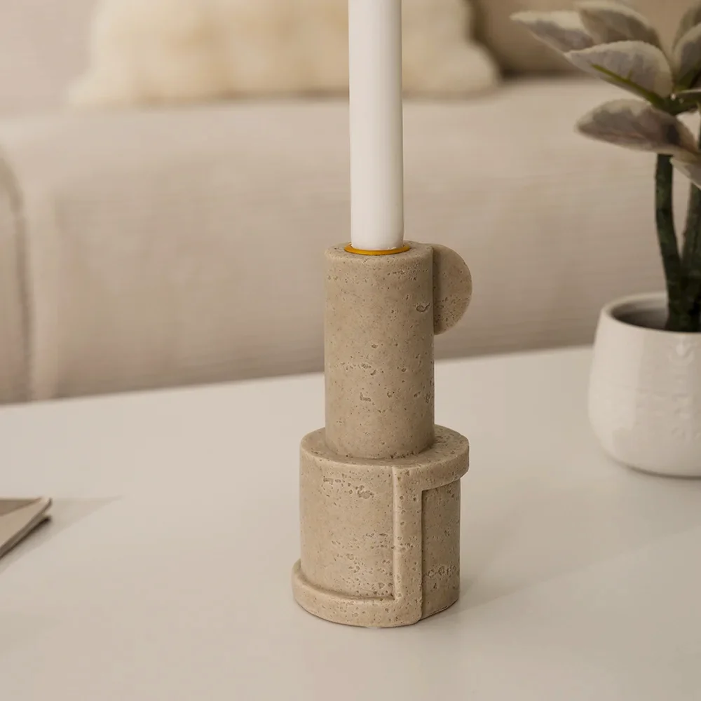 Rabaque Travertine Candle Holder 8x8x15cm thumbnail 4