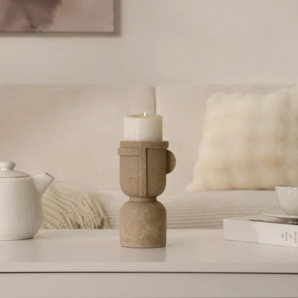 Rabaque Travertine Candle Holder -12×10.5x20cm thumbnail 2