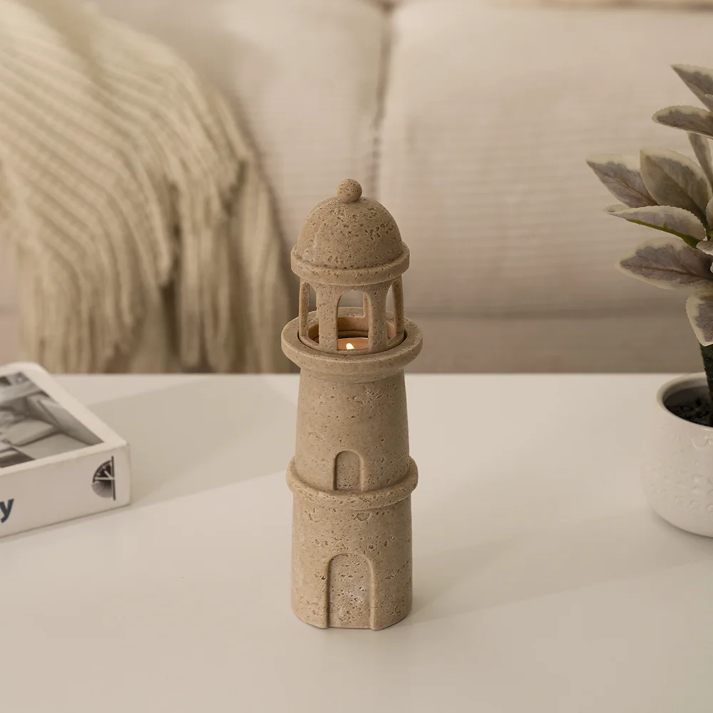 Rabaque Travertine Lantern Tealight Holder -7.5×7.5×25.5cm thumbnail 3