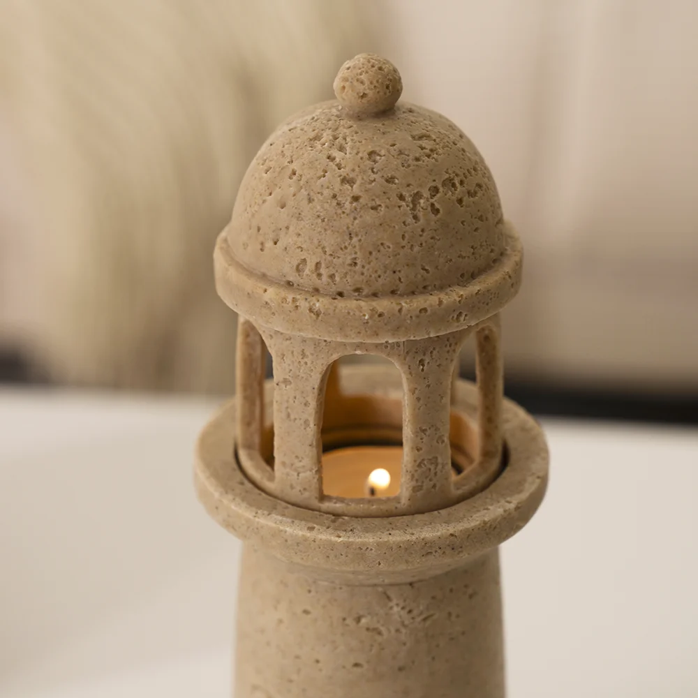 Rabaque Travertine Lantern Tealight Holder -7.5×7.5×25.5cm thumbnail 7