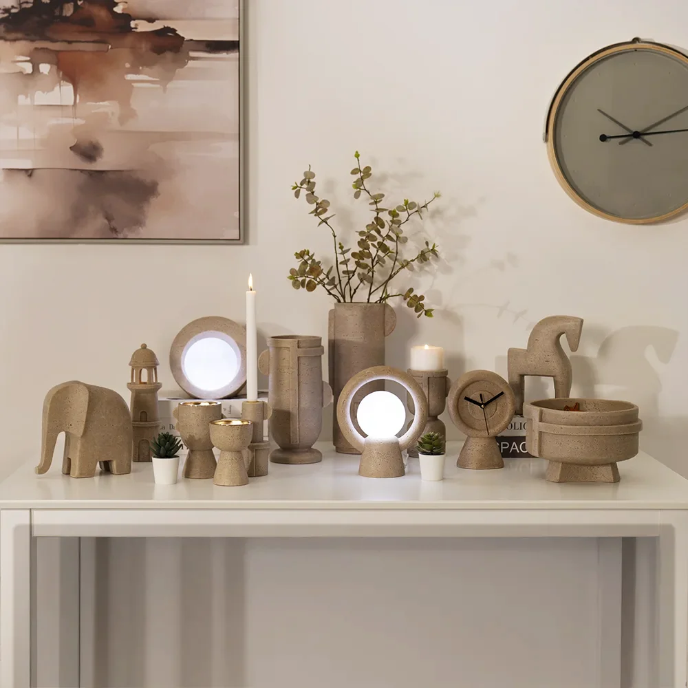 Rabaque Travertine Table Clock -15×9.5×21.5cm thumbnail 4