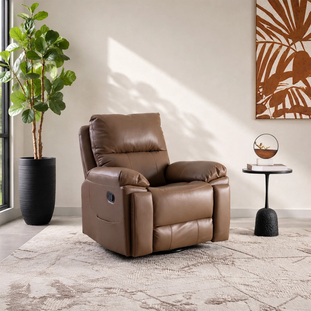 Remo Recliner Sofa With Swivel & Rocker -Dark Brown thumbnail 2