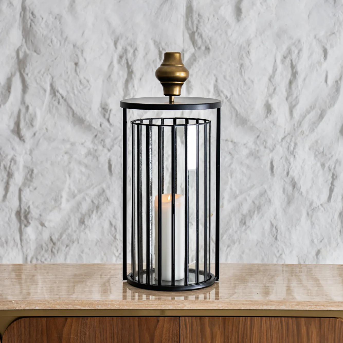 Mesa metal antique finish lantern -26x26x59cm thumbnail 2