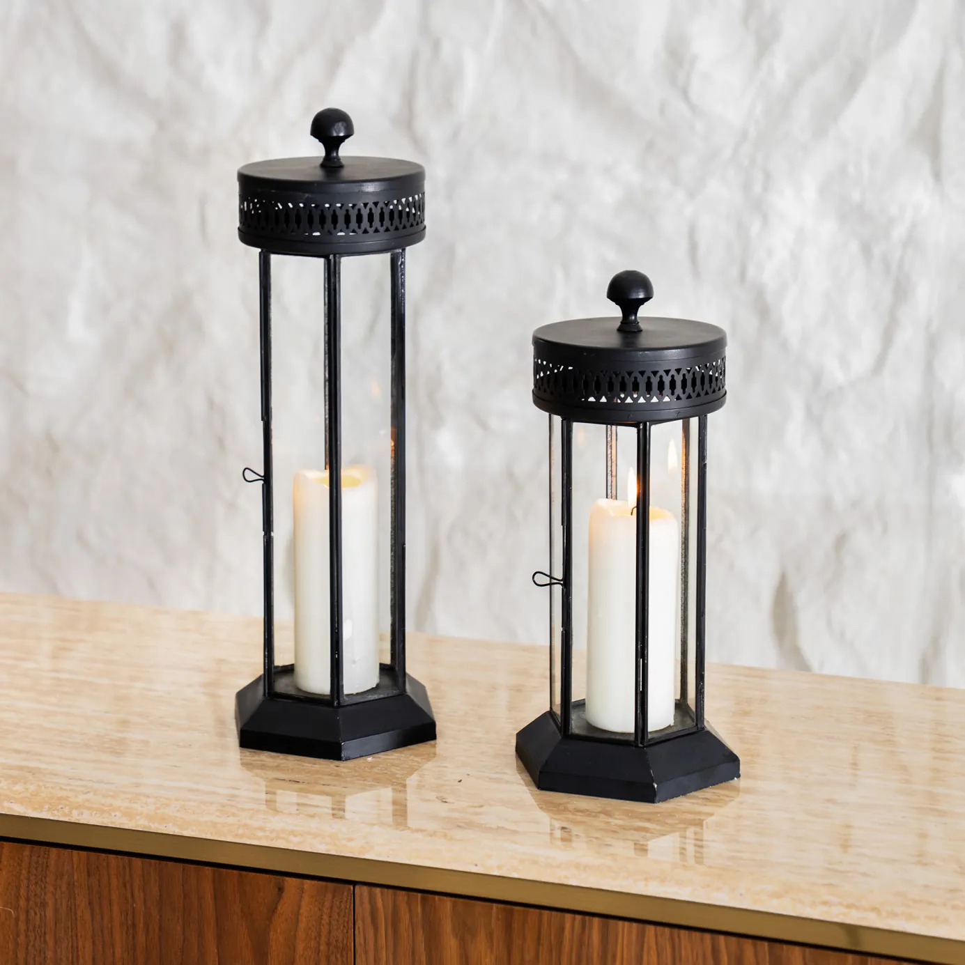 Mesa metal antique finish lantern -15x13x33cm thumbnail 6