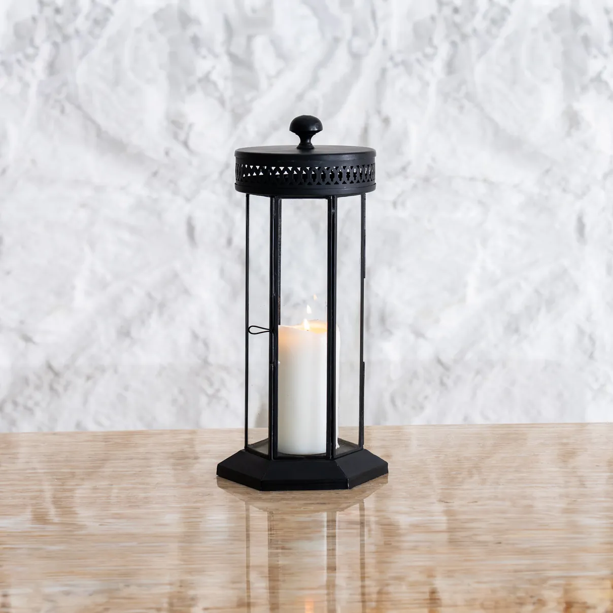 Mesa metal antique finish lantern -15x13x33cm thumbnail 2