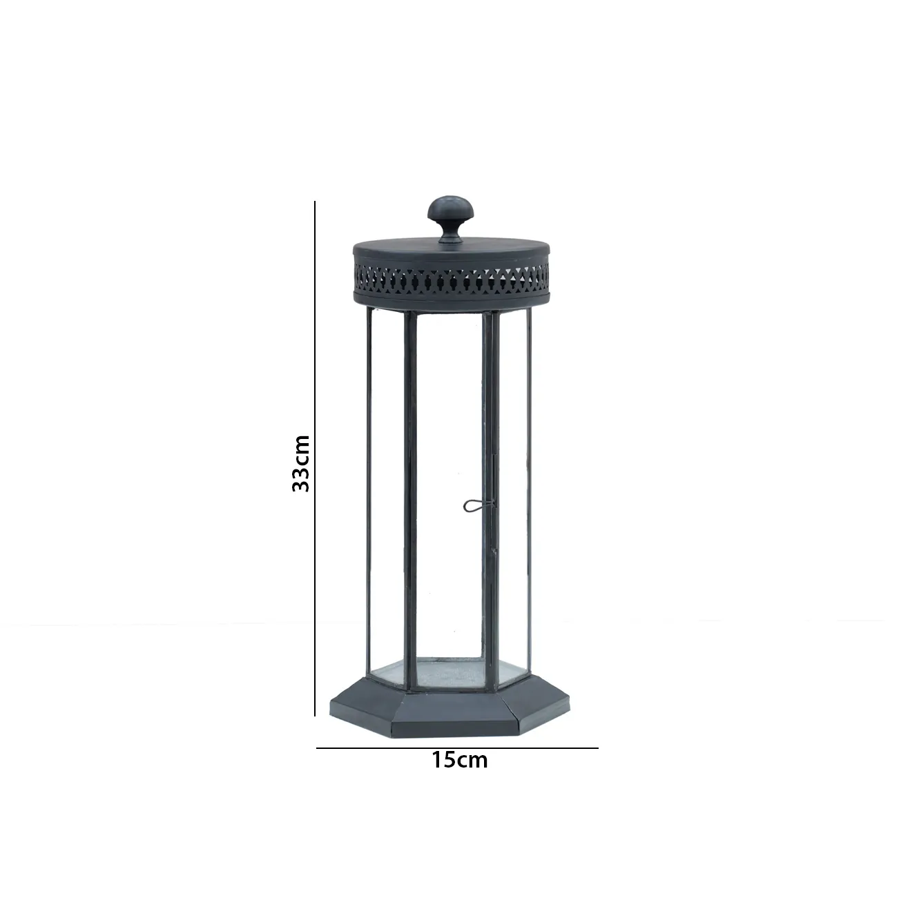 Mesa metal antique finish lantern -15x13x33cm thumbnail 7