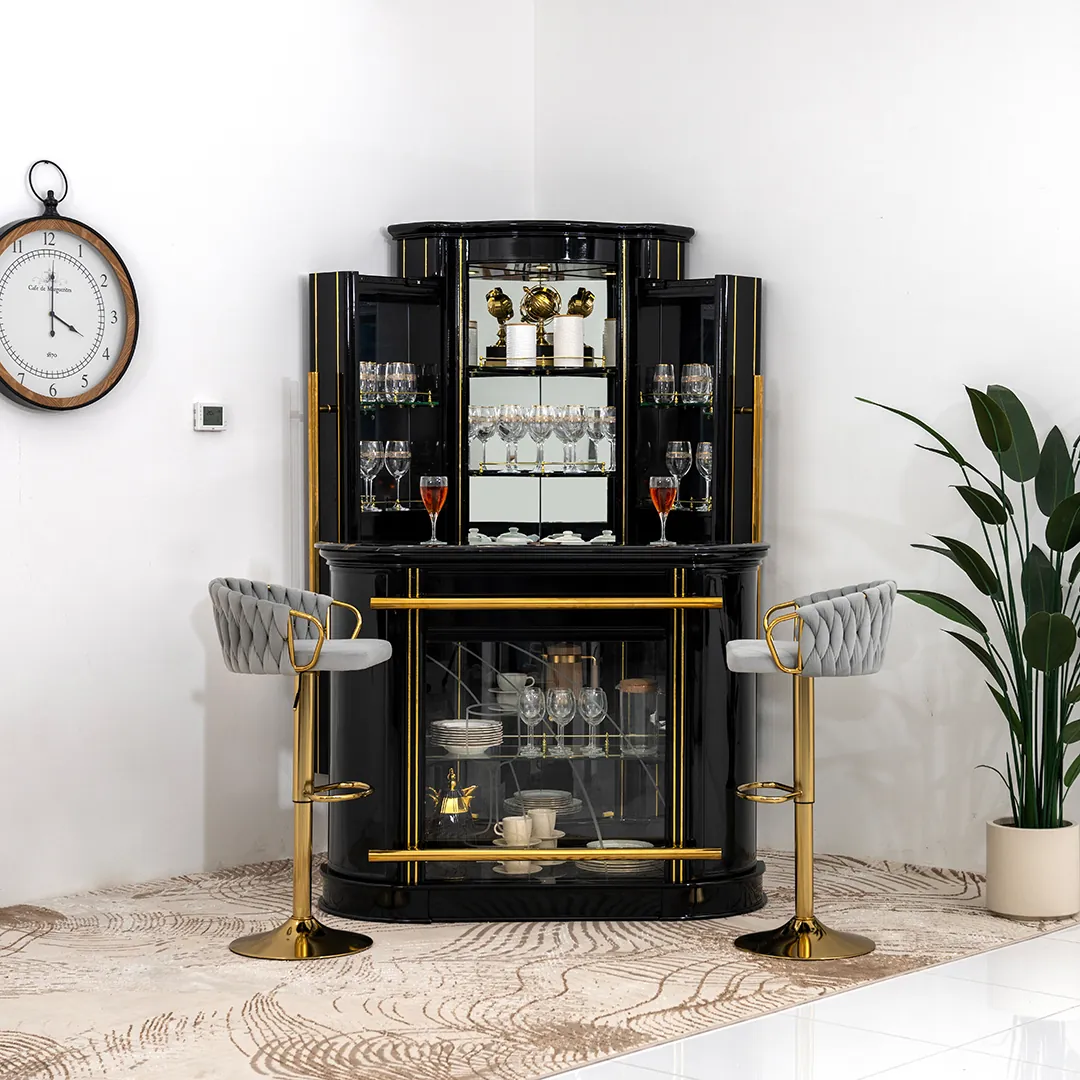 Bar Cabinet With Bar Table (Remote Light) -Black thumbnail 6
