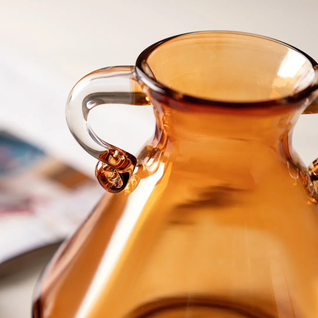 Ruse Glass Amber Texture Handle Vase 16x16x15.5 cm thumbnail 4