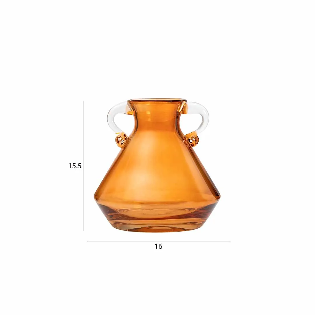 Ruse Glass Amber Texture Handle Vase 16x16x15.5 cm thumbnail 7