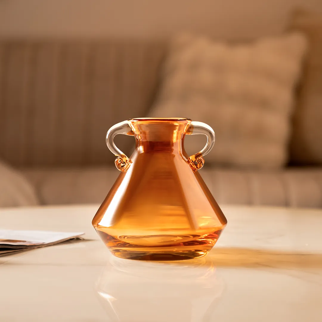 Ruse Glass Amber Texture Handle Vase 16x16x15.5 cm thumbnail 2