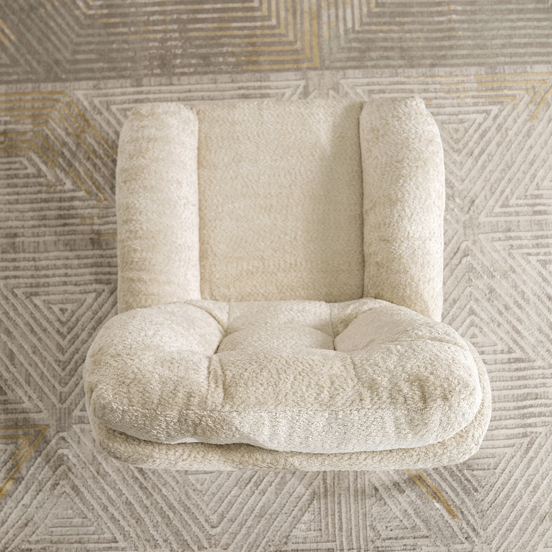 Scandi Lounge Chair With Stool – Offwhite thumbnail 4