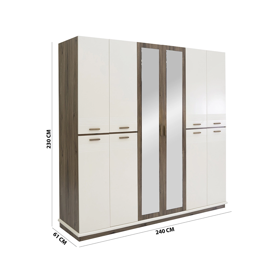Audace Bedroom Set 6pcs 200X180 -White-Light Oak thumbnail 9