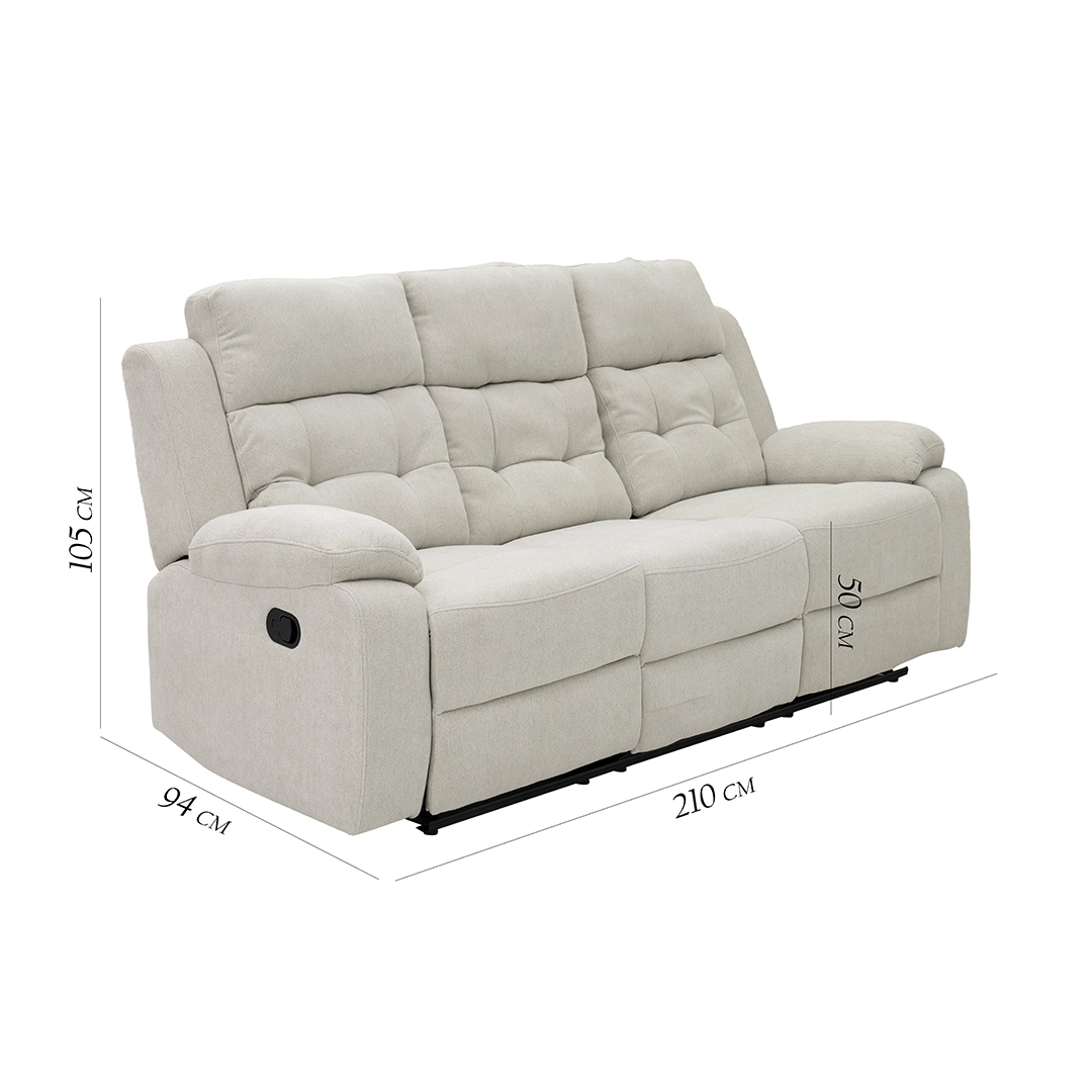 Griffen 6-Seater Recliner Sofa Set -Off White thumbnail 14