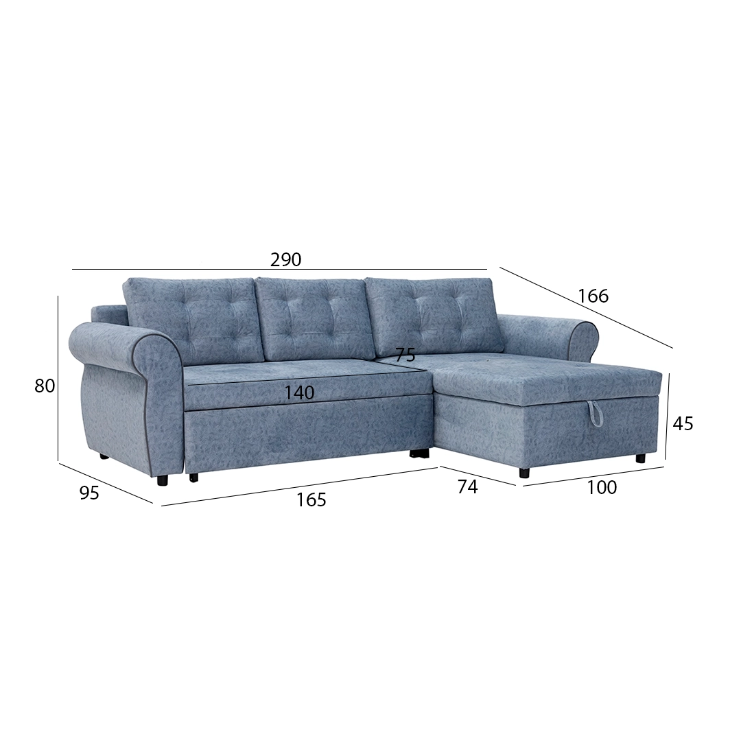 The Ronnan Sofa Cum Bed With Storage -Blue thumbnail 5