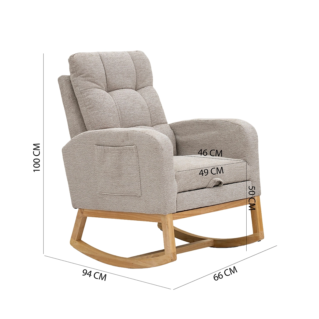 Kamari Rocking Chair With Leg Rest -Beige thumbnail 7