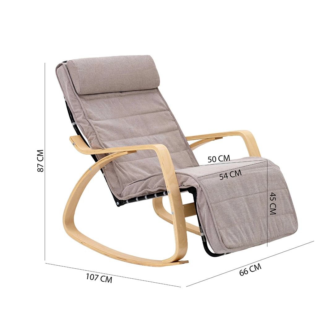 Kangbo Rocking Chair with Leg Rest -Light Brown thumbnail 6