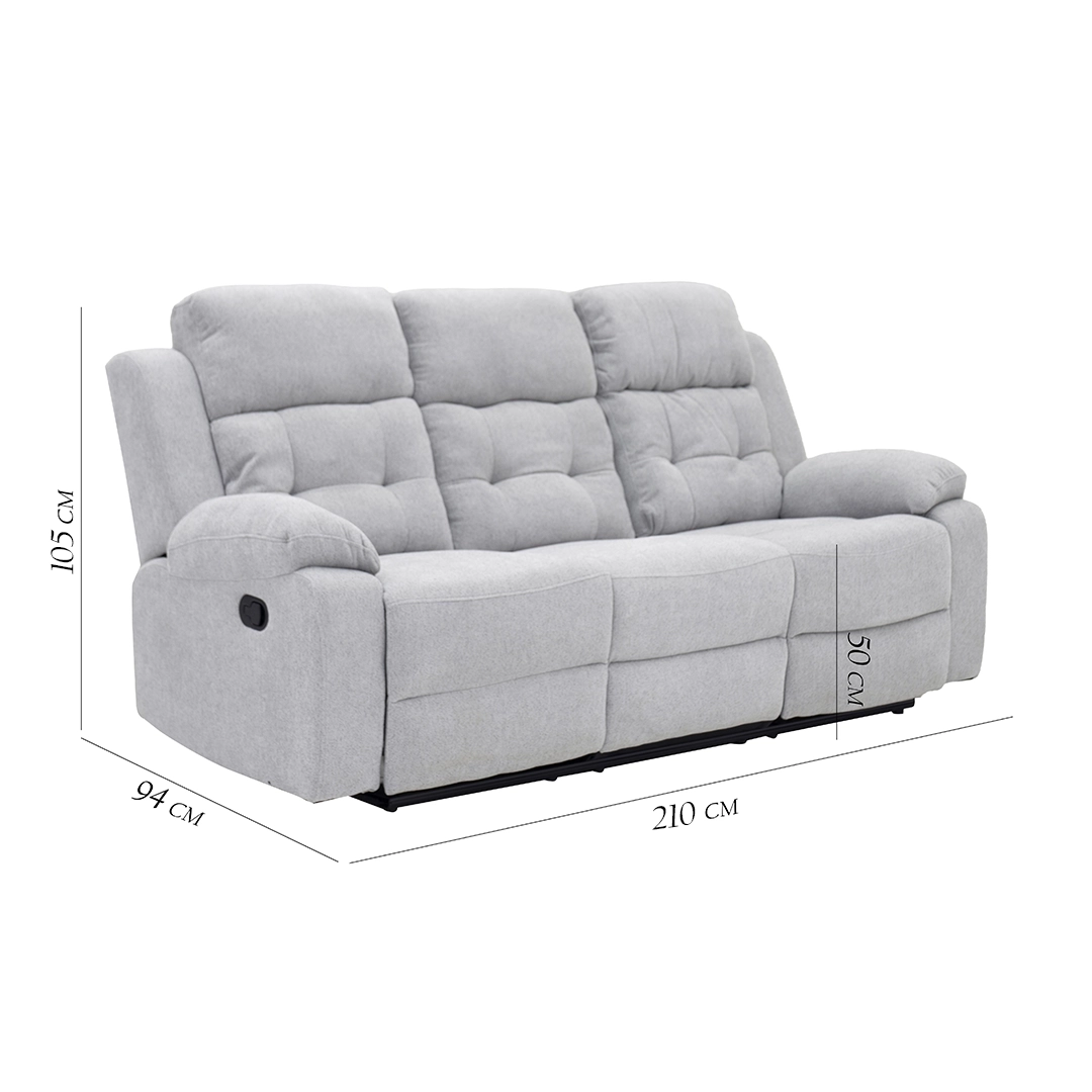 Griffen 6-Seater Recliner Sofa Set -Grey thumbnail 14