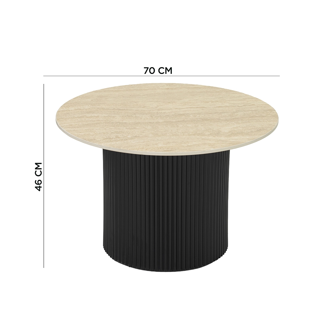 Tristan Coffee Table Set of 2 -Travertine/Black thumbnail 7