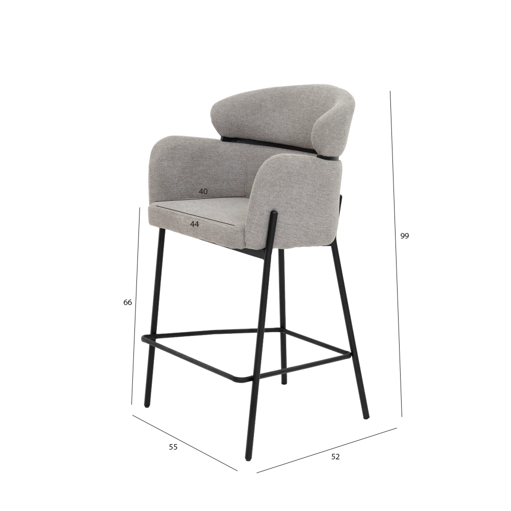 Foresta Bar Stool -Grey & Black thumbnail 7