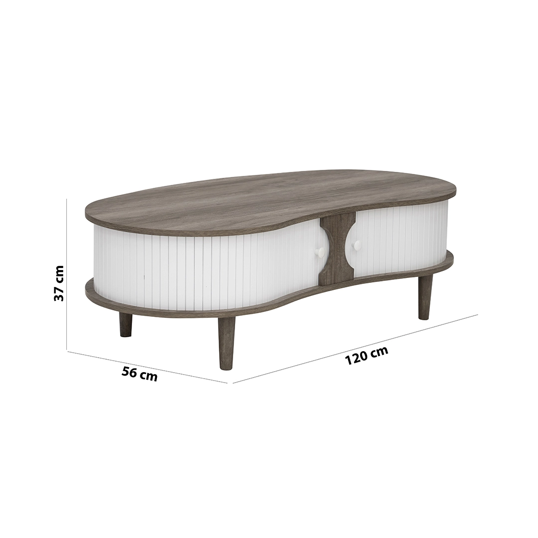 Curve Coffee Table Col Grey/White & Oak -120 Cm thumbnail 8
