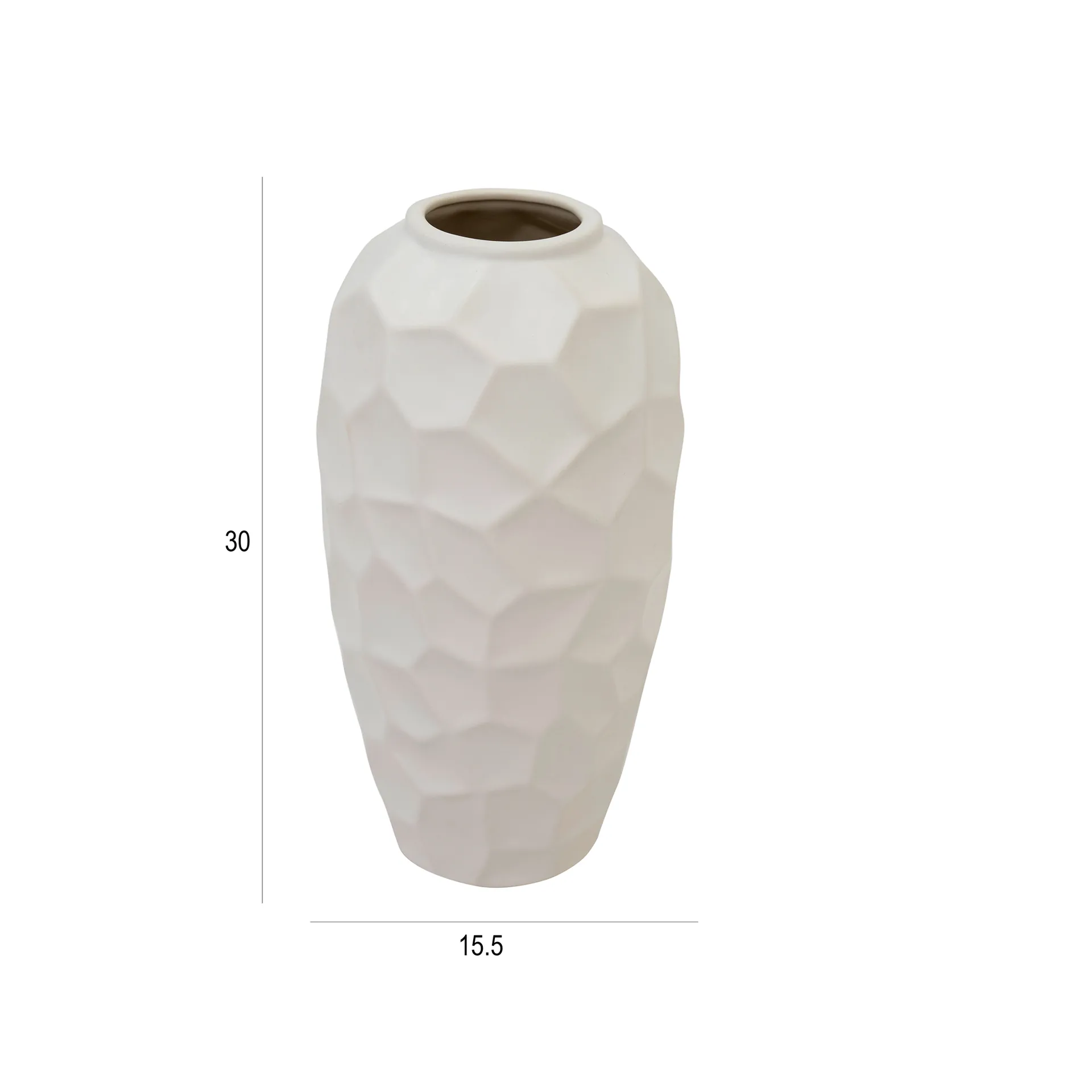 Blenka Ceramic White Vase -15.5×15.5x30cm thumbnail 6