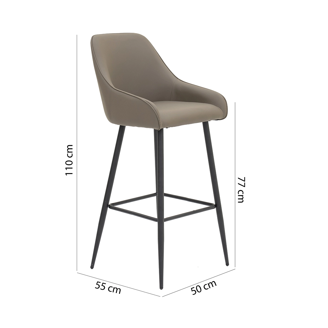 Diva Bar Stool -Dark Khaki & Black thumbnail 8