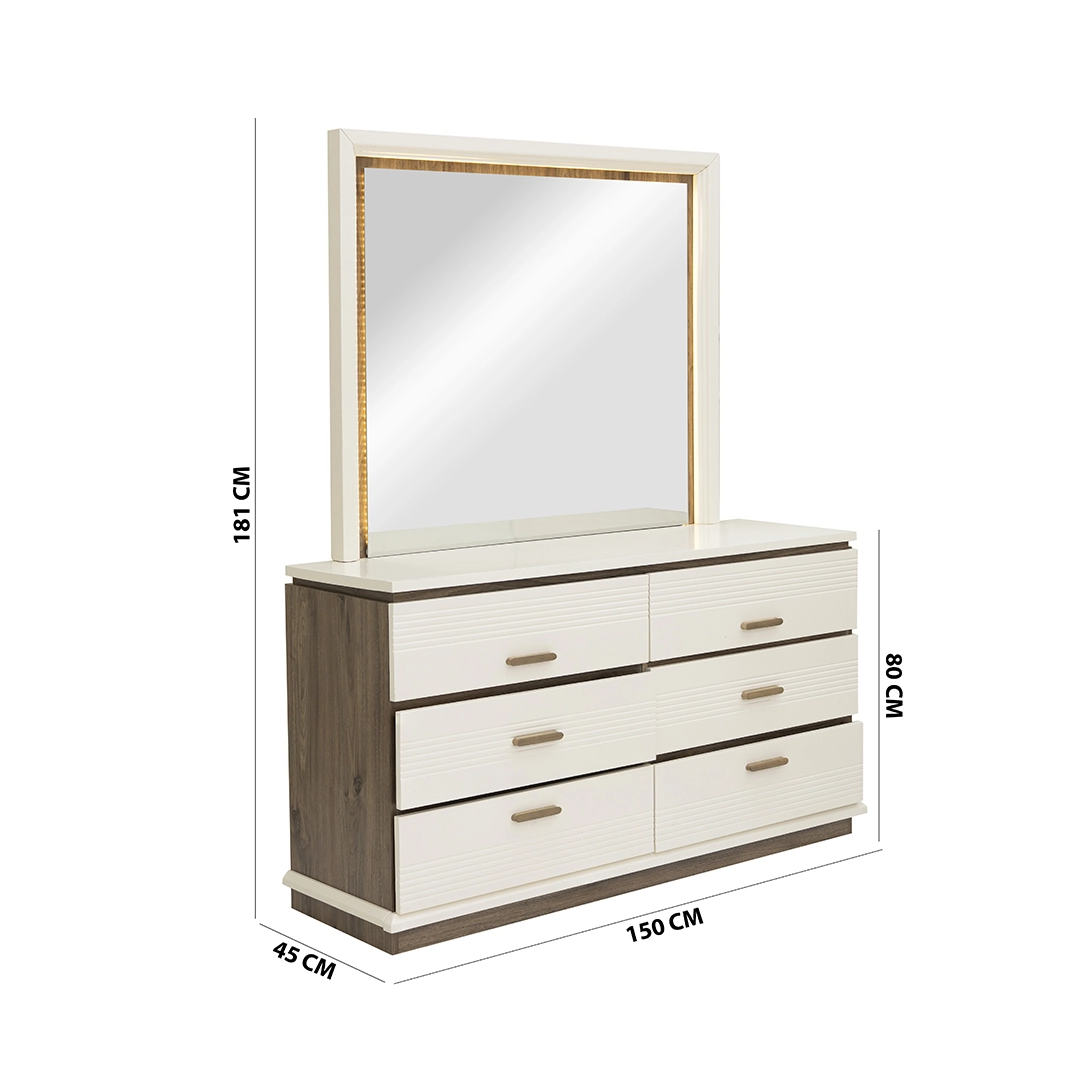 Audace Bedroom Set 6pcs 200X180 -White-Light Oak thumbnail 7