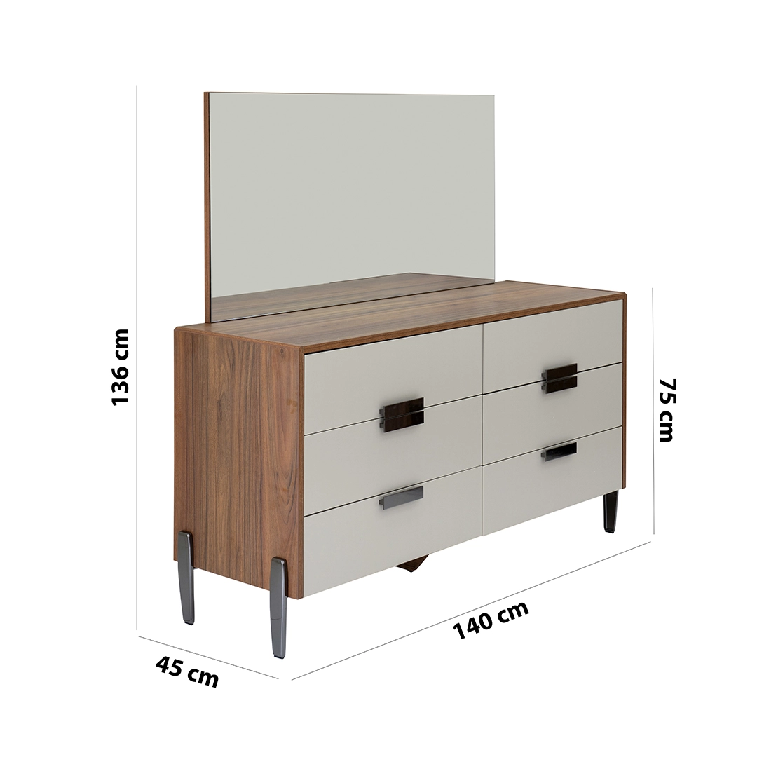 Ocean Dresser with Mirror – Walnut and Grey