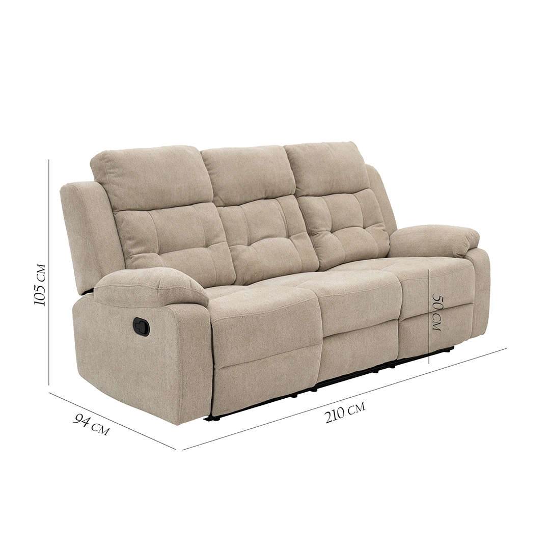 Griffen 6-Seater Recliner Sofa Set -Beige thumbnail 13
