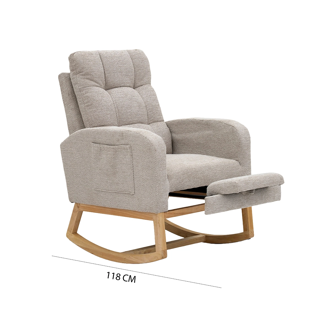 Kamari Rocking Chair With Leg Rest -Beige thumbnail 8