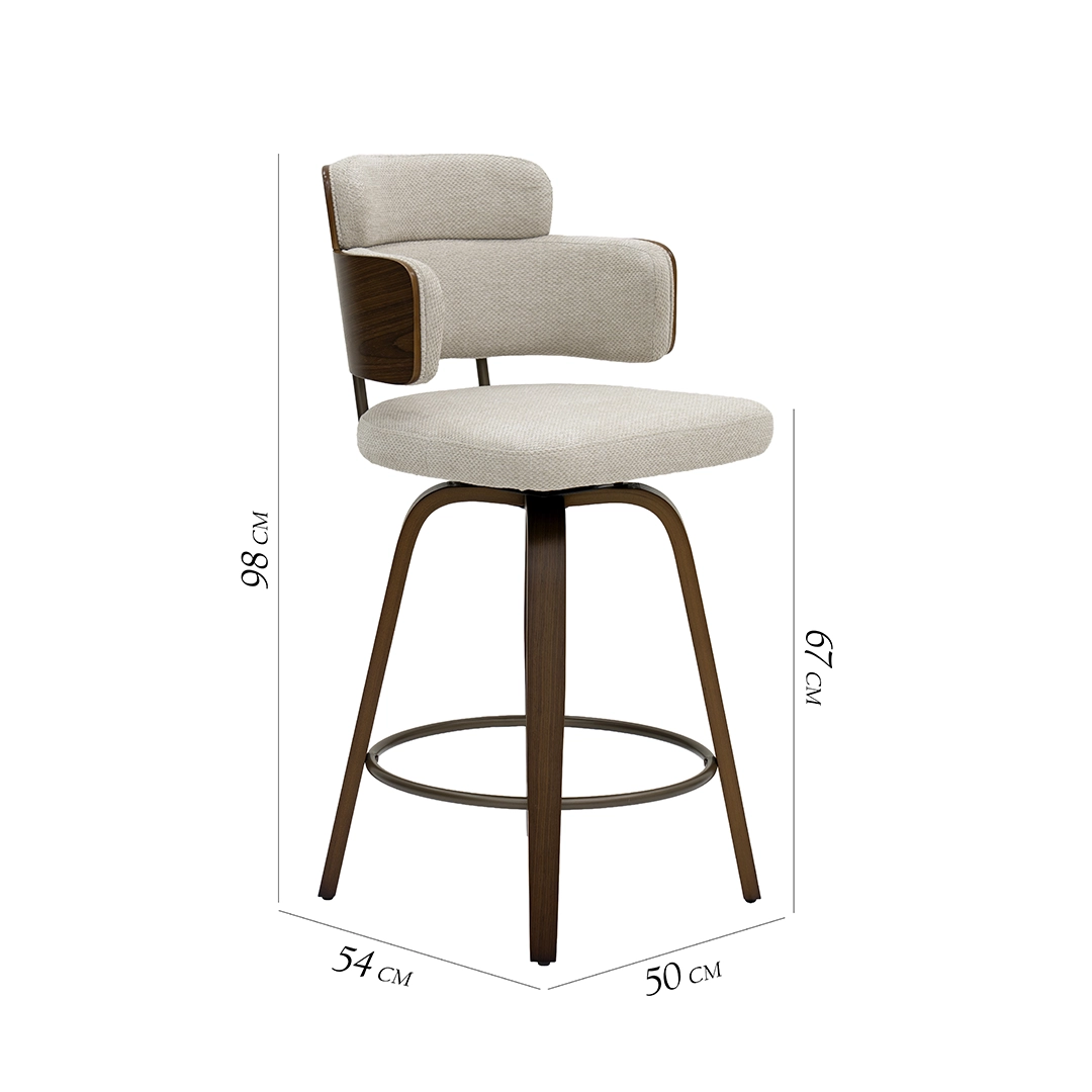 Viola Bar Chair -Walnut and Beige thumbnail 8