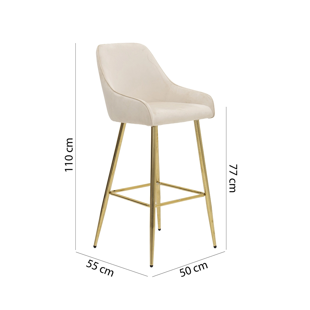Diva Bar Stool – Beige & Gold thumbnail 8