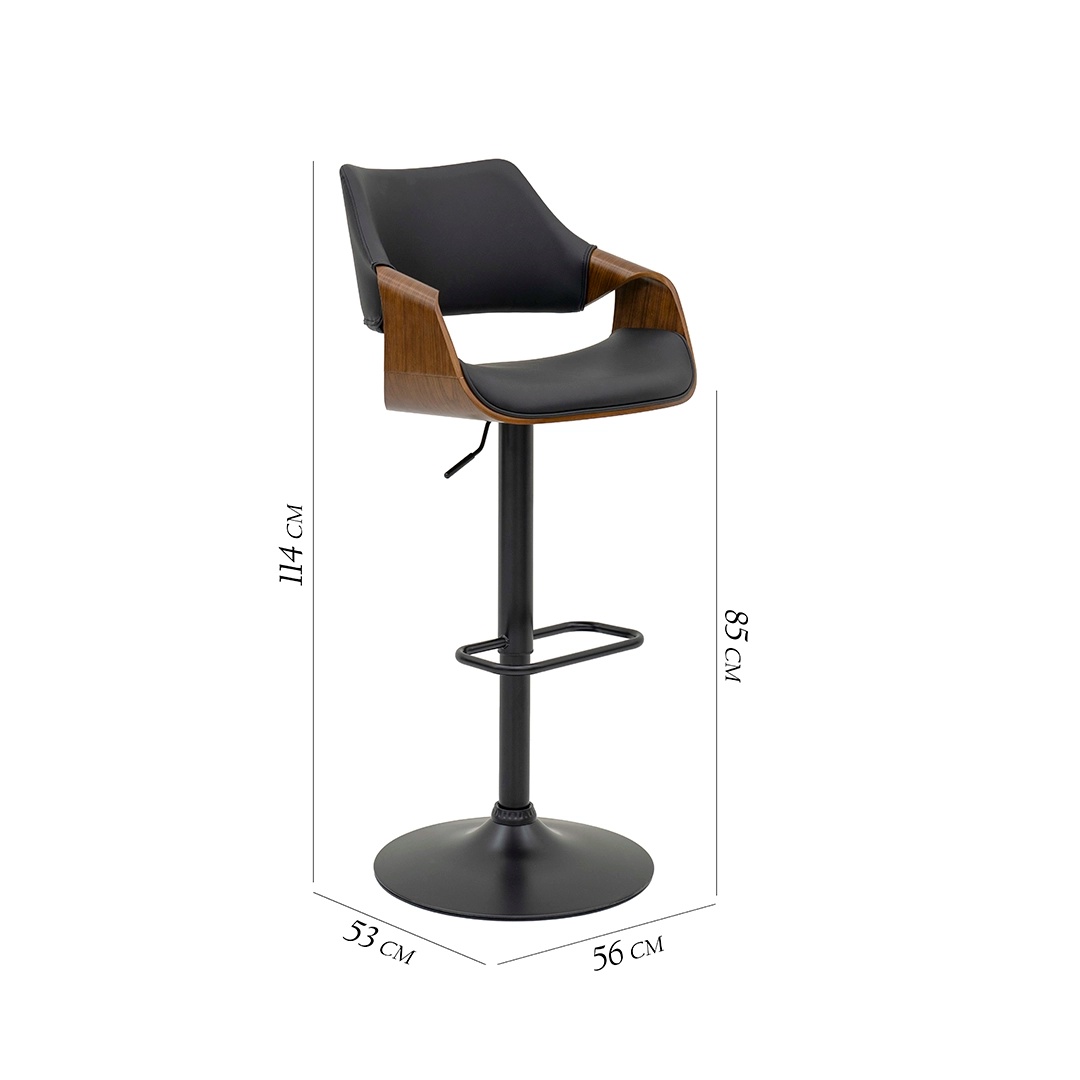 Vida Bar Chair -Black & Walnut thumbnail 7