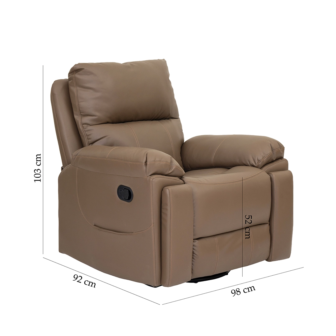 Remo Recliner Sofa With Swivel & Rocker -Dark Brown thumbnail 9