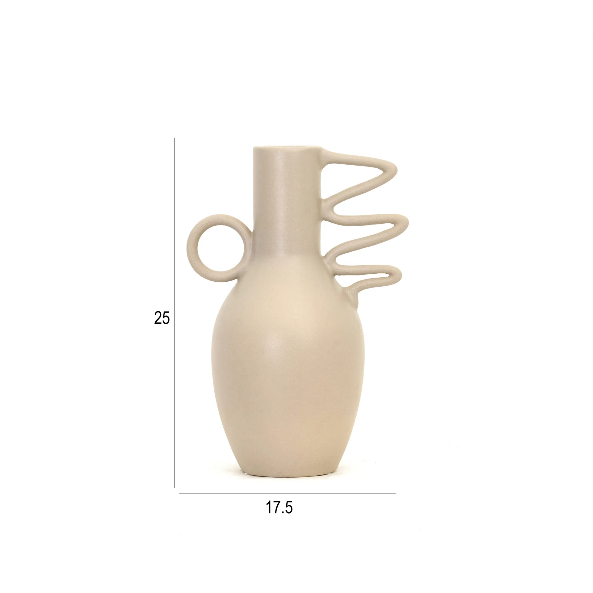 Blenka ceramic beige vase -17.5x12x25cm thumbnail 6
