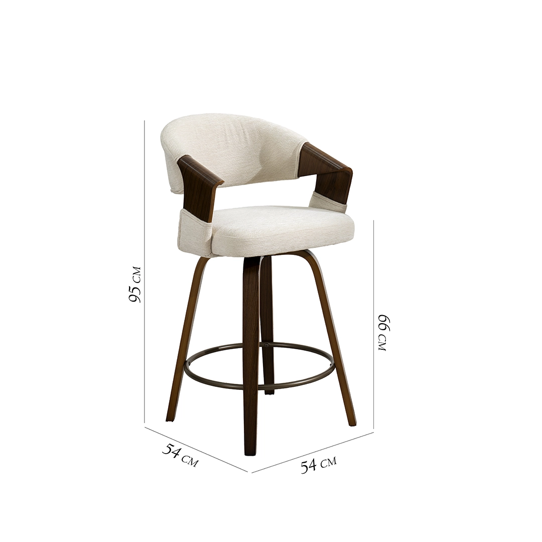 Eleanor Bar Chair -Walnut & Off White thumbnail 7