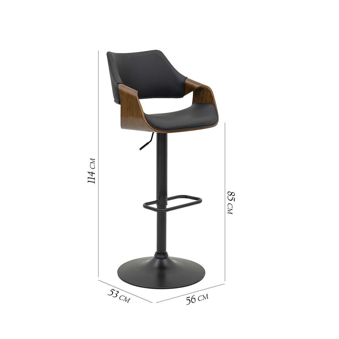 Vida Bar Chair -Black & Walnut thumbnail 7