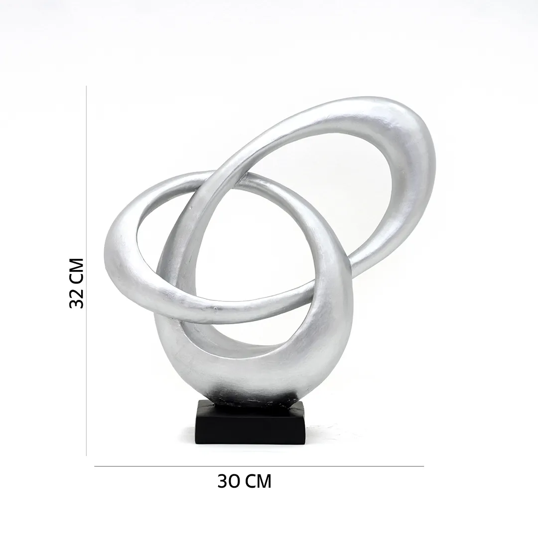 Auric Polyresin Abstract Black and Silver Accent -32cm thumbnail 5