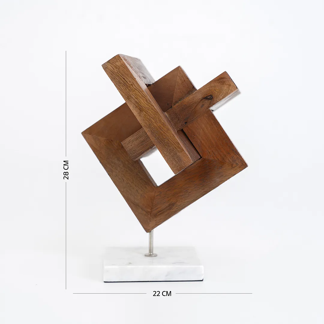 Casa Wooden Accent With Marble Base Gold -28cm thumbnail 4